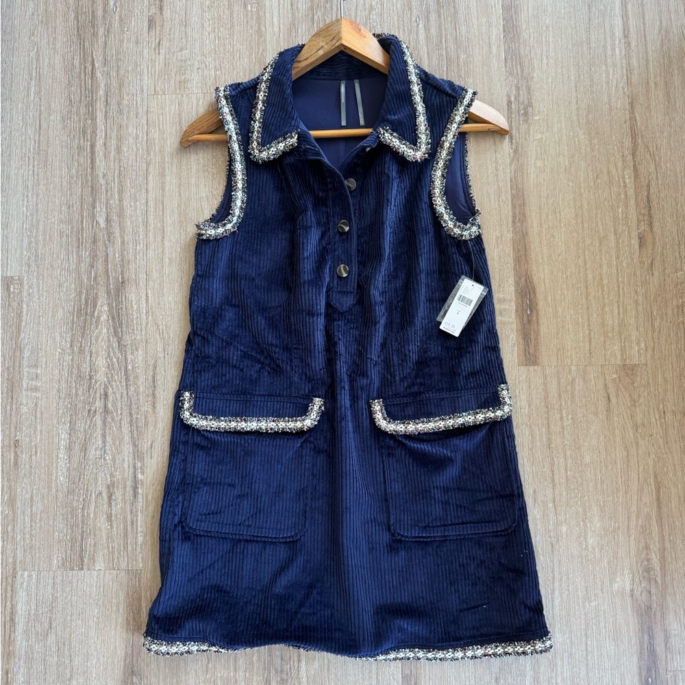 Anthropologie Navy Corduroy Mini Dress